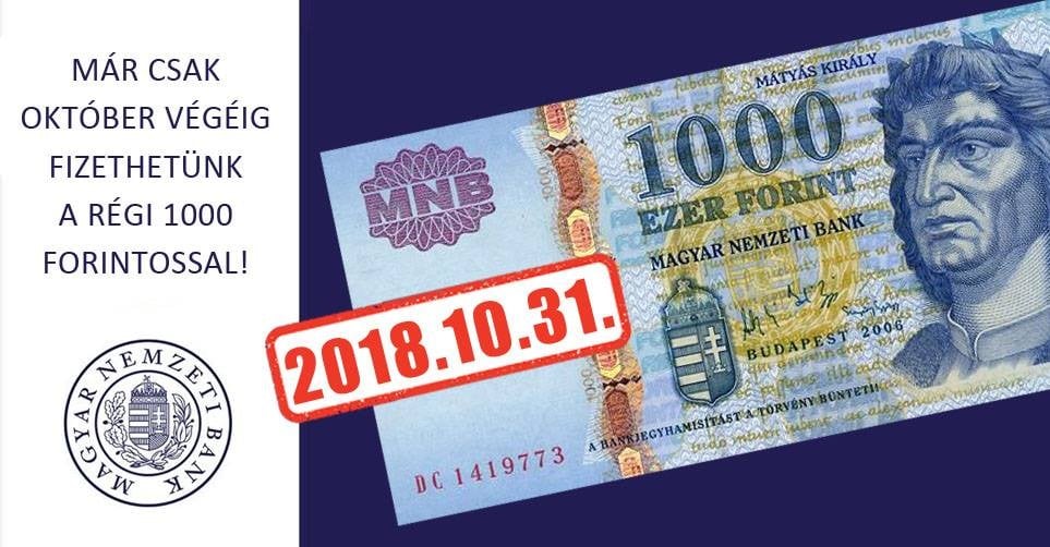 Már csak két hónapig fizethetünk a régi 1000 forintos bankjegyekkel!