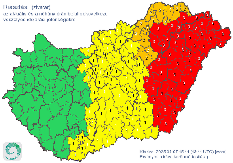 Piros riasztás lépett életbe a megyébe