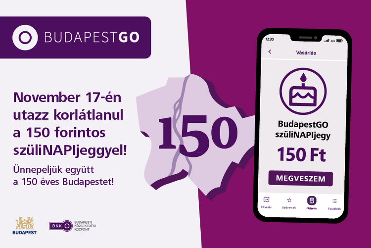 A BKK 150 forintos születésnapi jeggyel ünnepli a 150 éves Budapestet pénteken