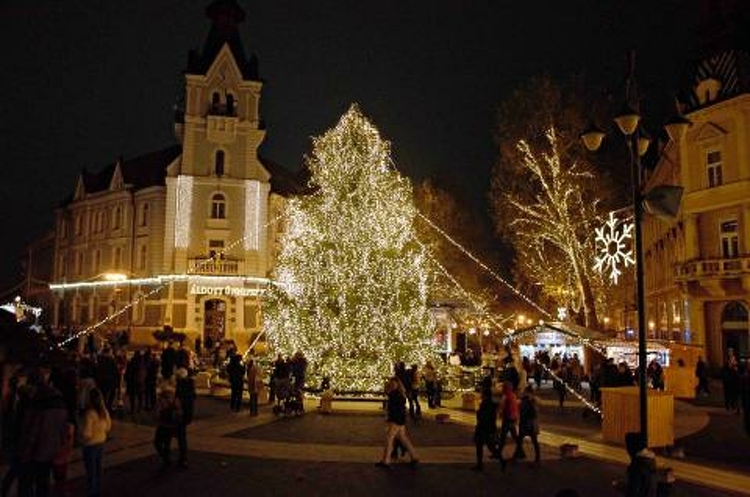 Megérkezik és díszbe ölttözetik Kaposvár karácsonyfáját